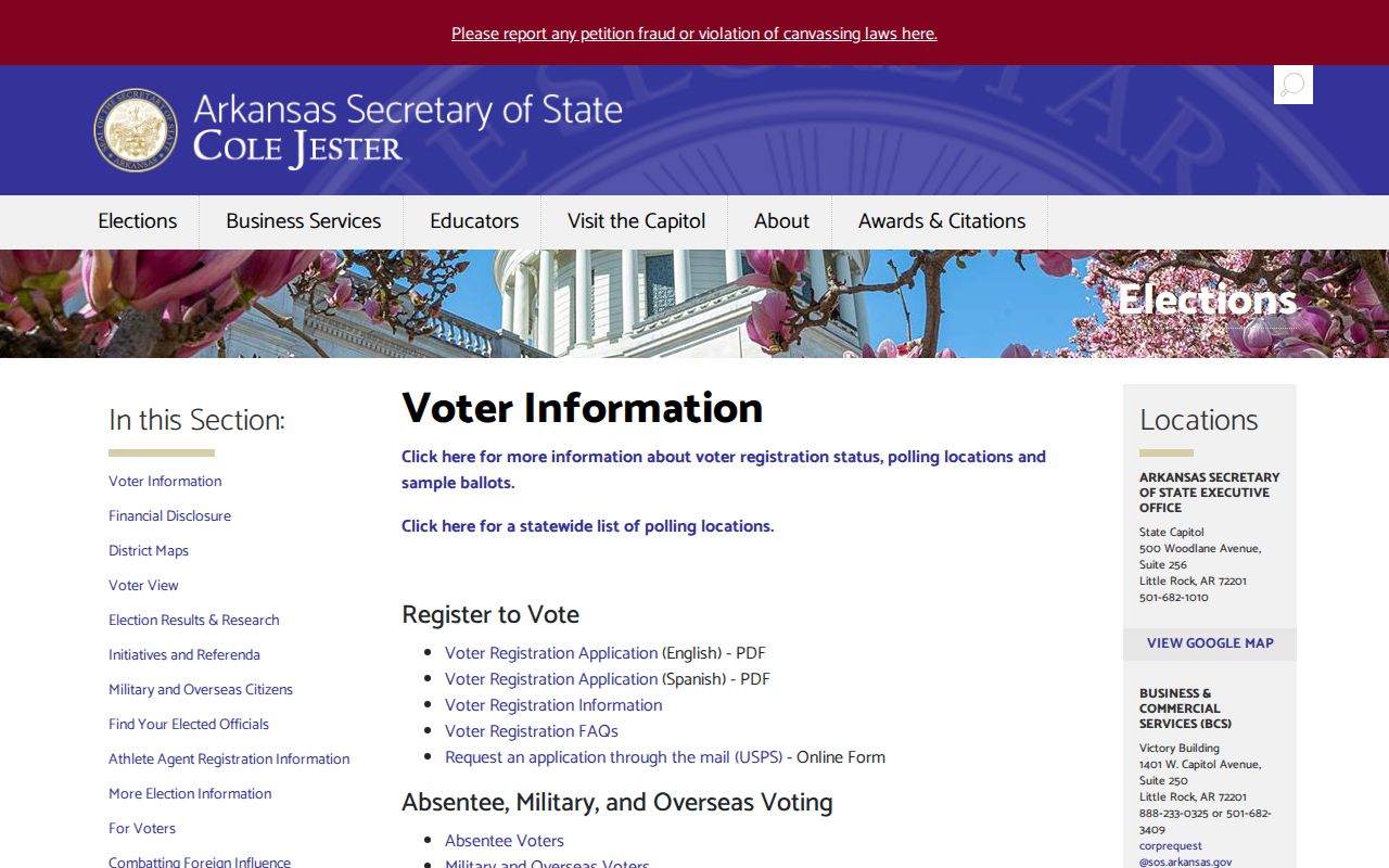Bella Vista ZIP code directory reference to Arkansas voter information
